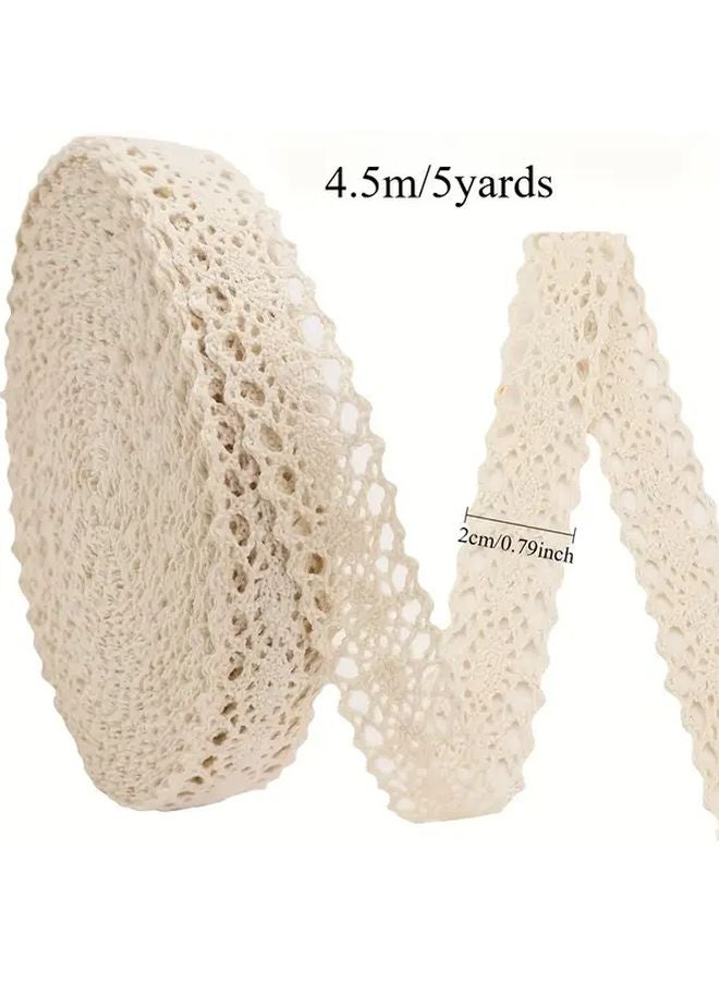 5 Yards White Ivory 100 Lace Trim 2cm Wide Floral Pattern For Crafts Sewing Scrapbooking - Image 3